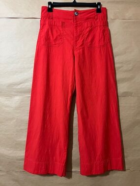 Anthropologie | Maeve The Colette Pants Linen Blend Wide Leg Red Size 26